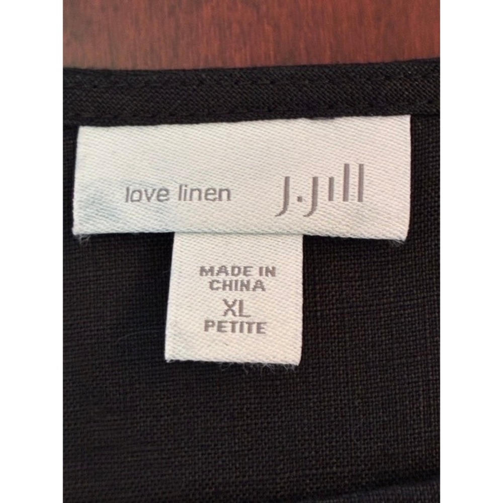J. Jill Love Linen Shift Dress Women XL Petite Black Excellent Tie Sleeveless - Picture 2 of 8